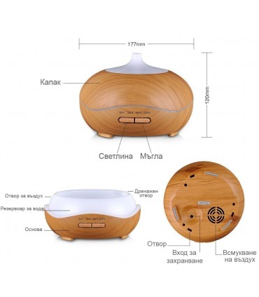 Ултразвуков дифузер за ароматерапия - 400мл.