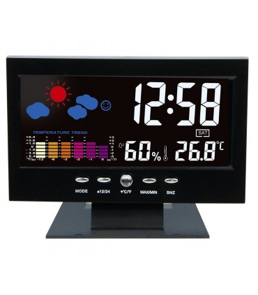 Настолен часовник с голям дисплей, цветна метеорологична станция