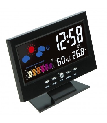 Настолен часовник с голям дисплей, цветна метеорологична станция
