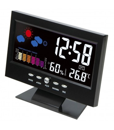 Настолен часовник с голям дисплей, цветна метеорологична станция
