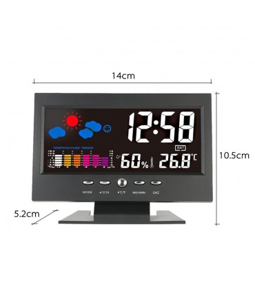 Настолен часовник с голям дисплей, цветна метеорологична станция