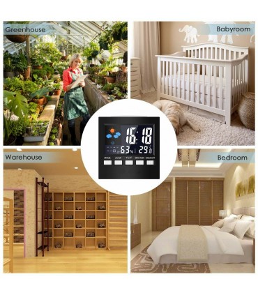 Настолен Влагомер-термометър с часовник модел 2159