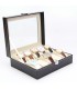 Черна кожена кутия за часовници и гривни с 10 отделения