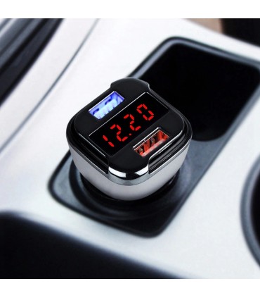 Волтметър за кола с 2 USB, зарядно за мобилни устройства