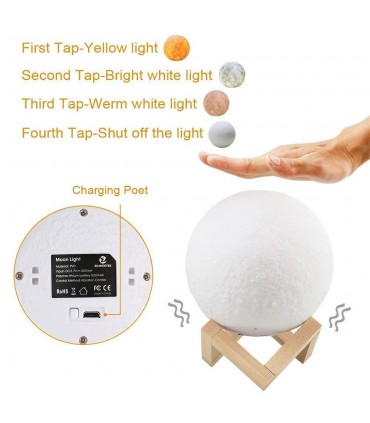 3D НОЩНА ЛАМПА С ФОРМА НА ЛУНА