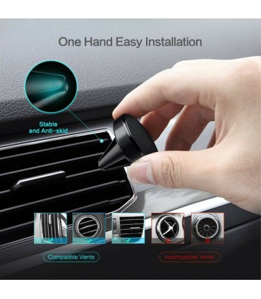 Магнитна стойка за телефон в колата, Черна, Универсална