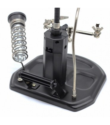 Трета ръка със стойка за поялник, щипки и лупа 65мм, модел 802