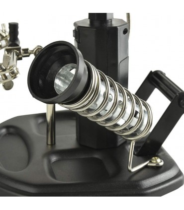 Трета ръка със стойка за поялник, щипки и лупа 65мм, модел 802