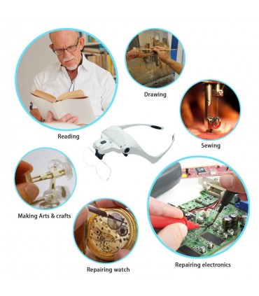 Увеличителни очила с лед осветление и 5 лупи