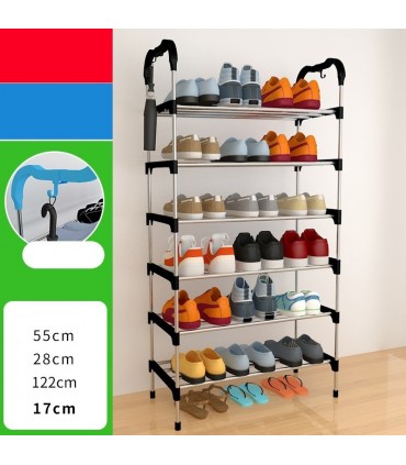 Стелаж за обувки, метал и пластмаса, 6 нива