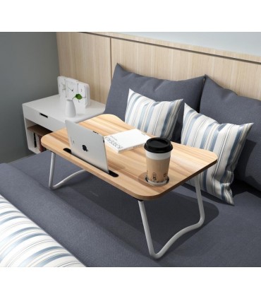 Преносима масичка за лаптоп за легло с поставка за чаша и телефон