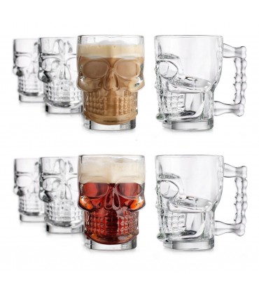 Забавна стъклена халба за бира във формата на череп