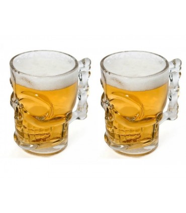 Забавна стъклена халба за бира във формата на череп