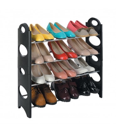 Стелаж за обувки с метален корпус с 4 рафта, 64x20x64