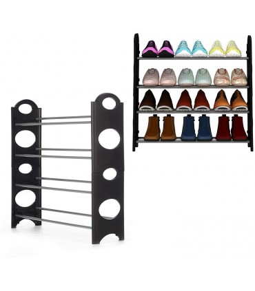 Стелаж за обувки с метален корпус с 4 рафта, 64x20x64