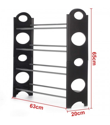 Стелаж за обувки с метален корпус с 4 рафта, 64x20x64