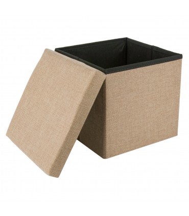 Табуретка, контейнер с капак за съхранение в цвят екрю, 30х30х30см.