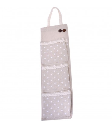 Висящ винтидж органайзер с 3 джоба в бежов цвят