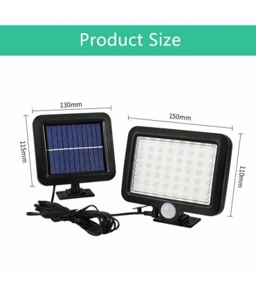 Външна лампа със соларен панел с 56 LED диода и сензор за движение