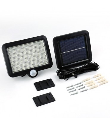Външна лампа със соларен панел с 56 LED диода и сензор за движение
