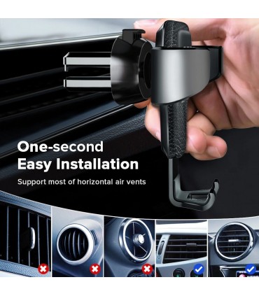 Поставка/Стойка за телефон за въздуховод с елемент от еко кожа