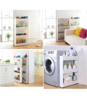 ПОДВИЖНА ЕТАЖЕРКА НА КОЛЕЛА ЗА БАНЯ И КУХНЯ С 3 ИЛИ 4 РАФТА