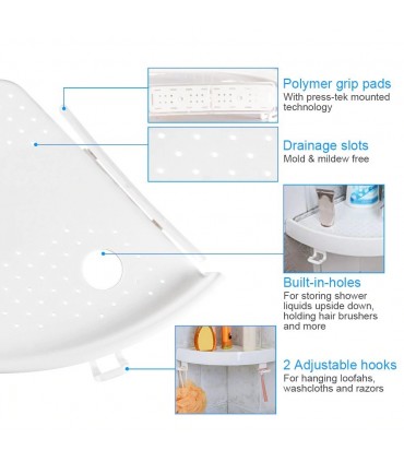 ЪГЛОВА ЕТАЖЕРКА ЗА БАНЯ С ВАКУУМНО ЗАКРЕПВАНЕ