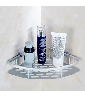 Ъглова етажерка за баня на 1 ниво с двойно залепване, хром