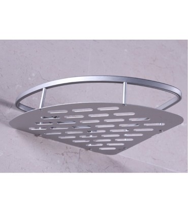 Ъглова етажерка за баня на 1 ниво с двойно залепване, хром