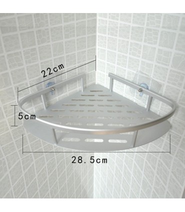 Ъглова етажерка за баня на 1 ниво с двойно залепване, хром