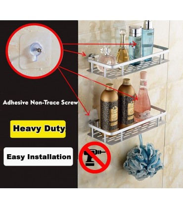 Самозалепваща етажерка за баня, алуминиева