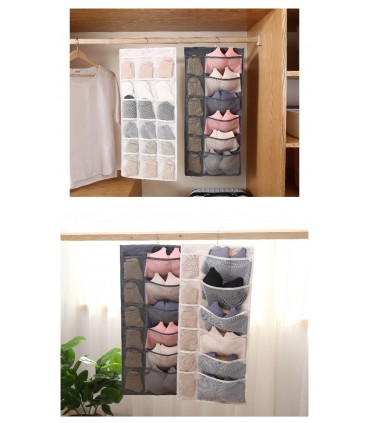 Двулицев висящ органайзер за гардероб с вградена закачалка 30 отделения