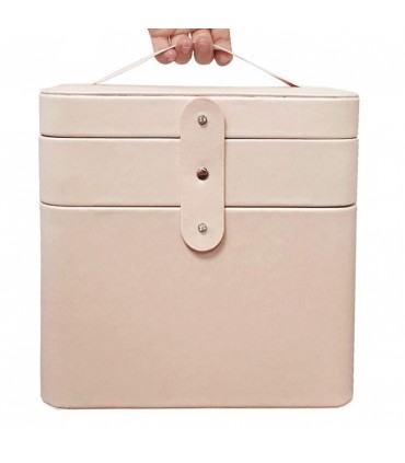 Куфар за козметика на две нива с огледалце на капака