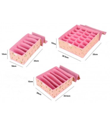 Комплект от 3бр. сгъваеми органайзери с капаци, за бельо и чорапи
