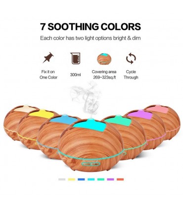 Арома Дифузер за етерични масла 300мл. за Ароматерапия Овлажнител за въздух с Йонизатор и LED светлини