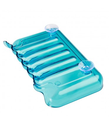 Поставка за сапун и гъба с улеи за отцеждане на водата в мивката