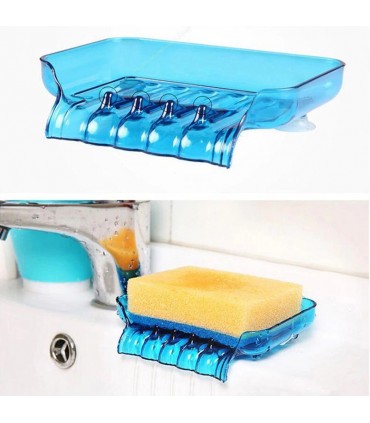 Поставка за сапун и гъба с улеи за отцеждане на водата в мивката