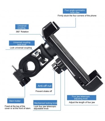 360°завъртаща се стойка за телефон за колело или мотор