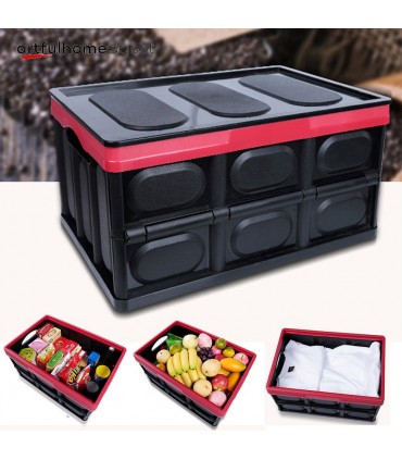 Пластмасов органайзер за багажник на кола, сгъваем контейнер с капак