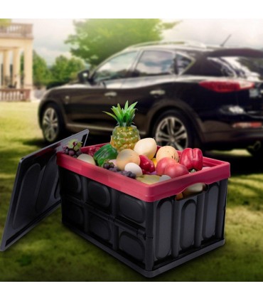 Пластмасов органайзер за багажник на кола, сгъваем контейнер с капак