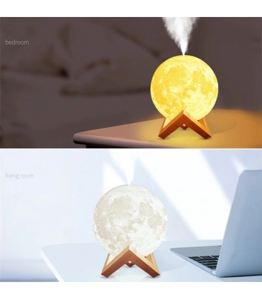 Комбиниран ароматизатор и нощна лампа 3в1 в триизмерна, релефна форма на луна