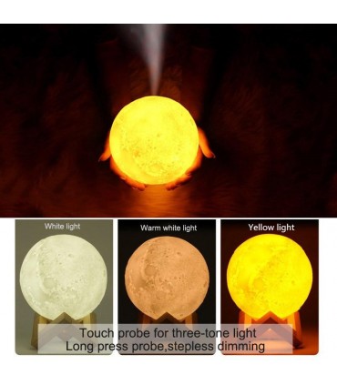 Комбиниран ароматизатор и нощна лампа 3в1 в триизмерна, релефна форма на луна