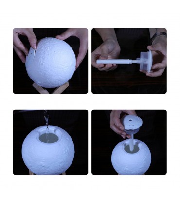 Комбиниран ароматизатор и нощна лампа 3в1 в триизмерна, релефна форма на луна