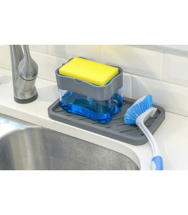 Контейнер - дозатор за течни препарати в комбинация с почистваща гъба
