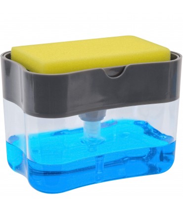 Контейнер - дозатор за течни препарати в комбинация с почистваща гъба