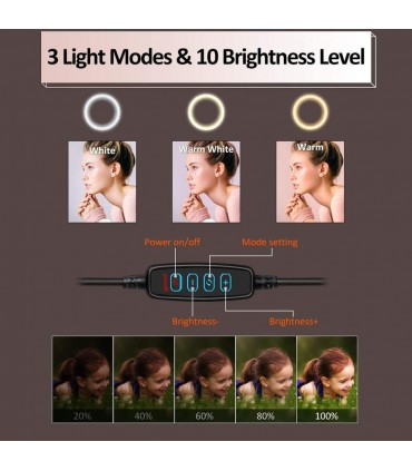LED ринг лампа с трипод, осветление за TikTok, streaming, видео чат, с три режима