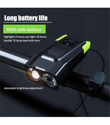 Фар за велосипед, Акумулаторна батерия 4000mAh, 2 х LED крушки T6