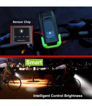 Фар за велосипед, Акумулаторна батерия 4000mAh, 2 х LED крушки T6