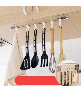 Закачалка за кухненски прибори със 6 куки БЕЗ ПРОБИВАНЕ