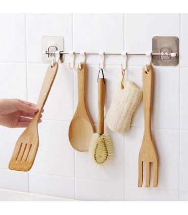 Закачалка за кухненски прибори със 6 куки БЕЗ ПРОБИВАНЕ